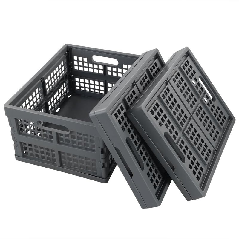 Ramddy 1 Pack 16 Quart Collapsible Crate, Plastic Folding Storage Basket Bins, Grey - Image 5